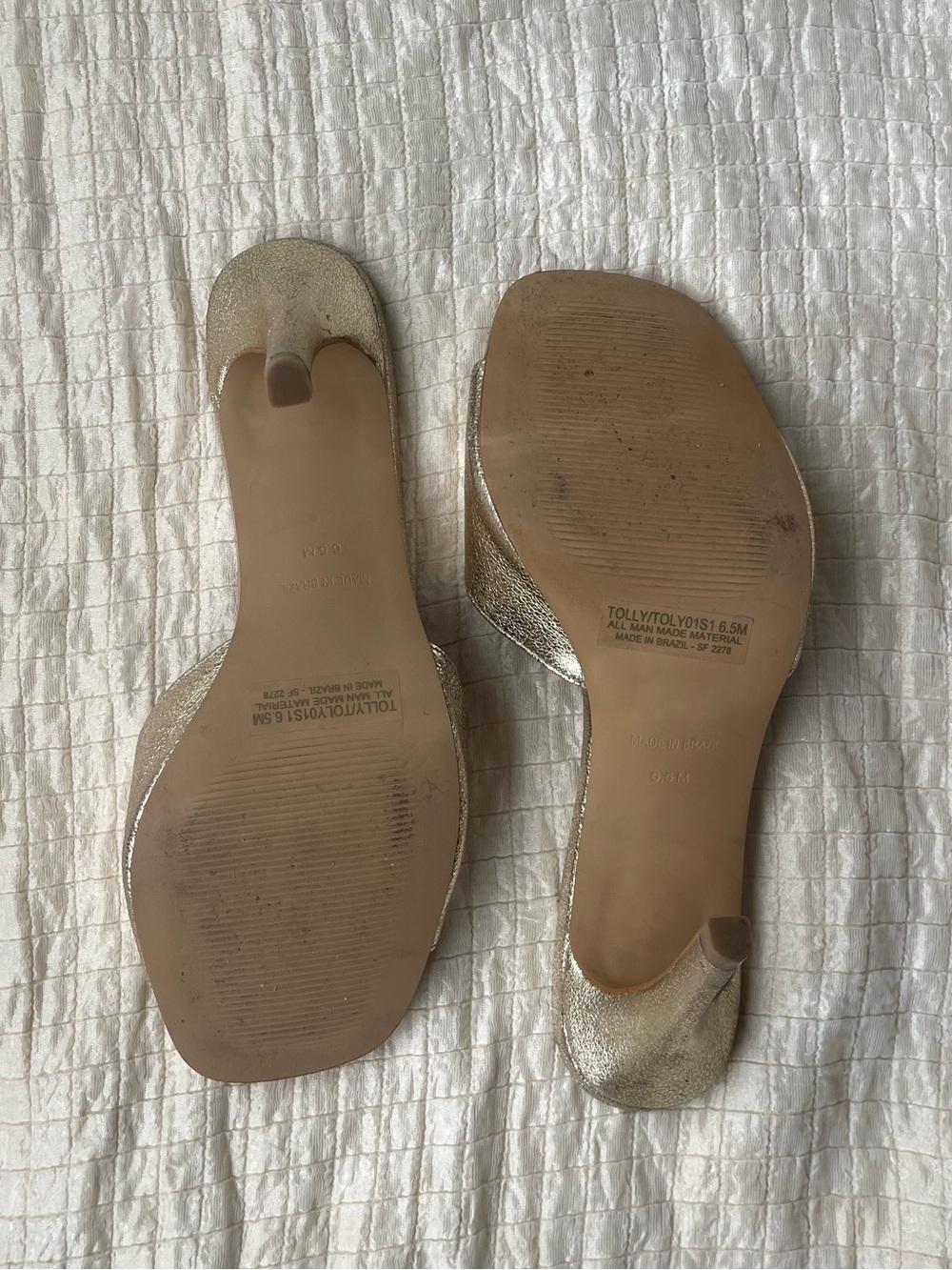Steve Madden Metallic Gold High Heel Slide Mules - Picture 5 of 7